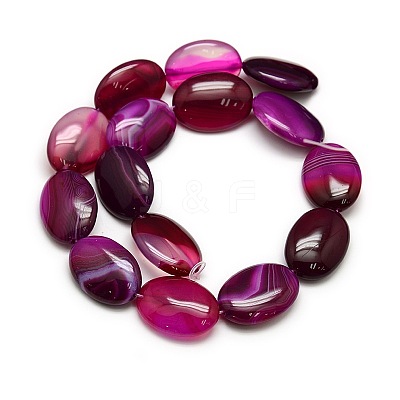 Natural Striped Agate/Banded Agate Oval Bead Strands G-L175C-M-1