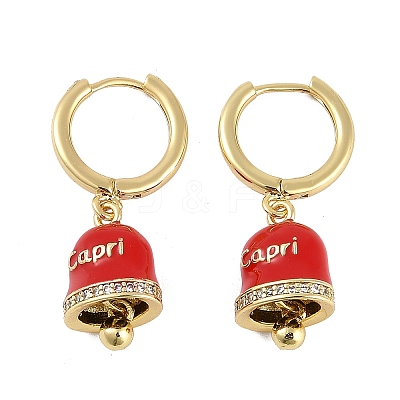 Bell Brass & Enamel Hoop Earrings for Women EJEW-U015-25G-G-1
