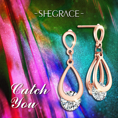 Stainless Steel Dangle Stud Earrings JE690A-1