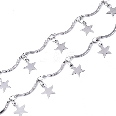 Tarnish Resistant 304 Stainless Steel Curved Bar Link Chains CHS-T004-03-1
