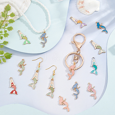 80Pcs 10 Styles Alloy Enamel Pendants ENAM-GA0001-09-1