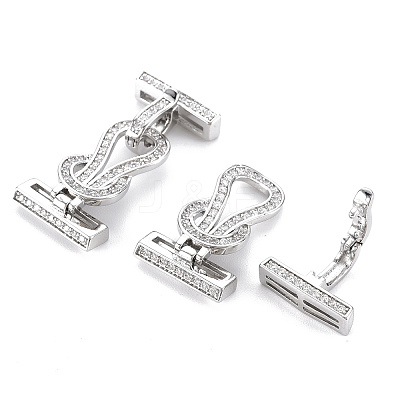 Brass Micro Pave Clear Cubic Zirconia Fold Over Clasps KK-S356-577-NF-1