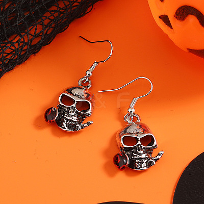 Alloy Skull with Rose Dangle Earrings EV2846-1