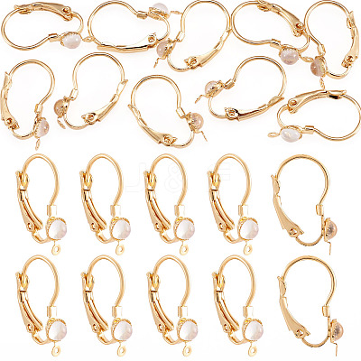 10Pcs Flat Round Brass Glass Leverback Earring Findings KK-TADJ0001-18-1