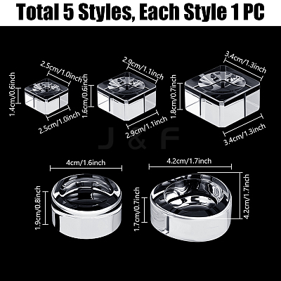 5Pcs 5 Styles Glass Crystal Ball Holder AJEW-PH0006-59-1
