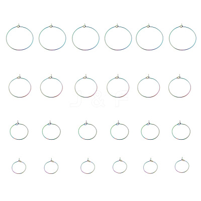 24Pcs 4 Size Ion Plating(IP) 316L Surgical Stainless Steel Hoop Earring Findings STAS-ZZ0001-03M-1