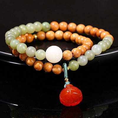 Natural Other Jade Round Beads Wrap Bracelets WG466DA-11-1