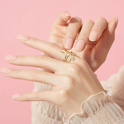 3Pcs Snake Brass Wide Band Rings RJEW-ME0001-01-1