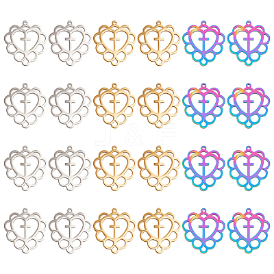 24Pcs 3 Colors 304 Stainless Steel Pendants STAS-DC0012-02-1