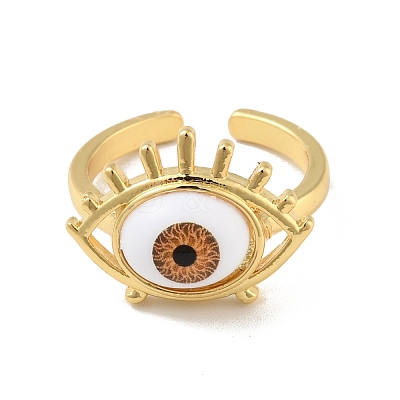 Acrylic Horse Eye Open Cuff Ring RJEW-B042-04G-04-1
