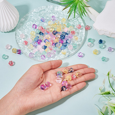 120Pcs 8 Colors Transparent Glass Beads GLAA-TA0004-25-1