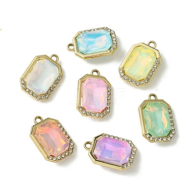 UV Plating Alloy with Mixed Color Glass Rhinestone Pendants FIND-B039-07G-1
