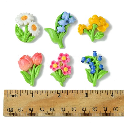 12Pcs 6 Styles Opaque Resin Decoden Cabochons RESI-FS0001-68-1