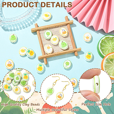 18Pcs 6 Styles Printed Handmade Porcelain Beads PORC-YW0001-89-1