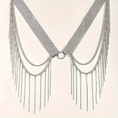 Alloy Crystal Rhinestone Layered Tassel Waist Belly Chains for Women FS-WGA9AD1-01-1
