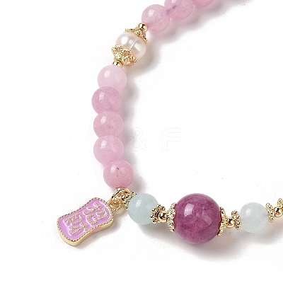 Natural Rose Quartz & Pearl Beaded Necklaces NJEW-L119-07G-1