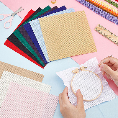 11Pcs 11 Colors 14CT Cross Stitch Fabric Sheets DIY-BC0012-12-1