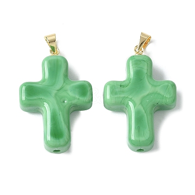Handmade Lampwork with Brass Pendants LAMP-I030-01G-03-1