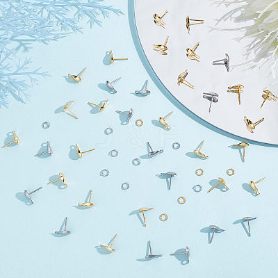 100Pcs 2 Colors 304 Stainless Steel Stud Earring Findings STAS-CN0001-11-1