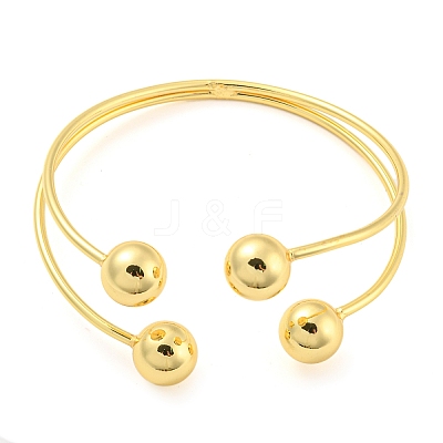 Rack Plating Brass Double Layer Cuff Bangles BJEW-H326-01G-1