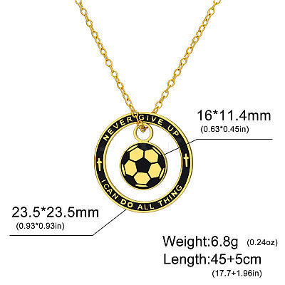 304 Stainless Steel Enamel Sport Football Pendant Necklaces WGDDA99-03-1