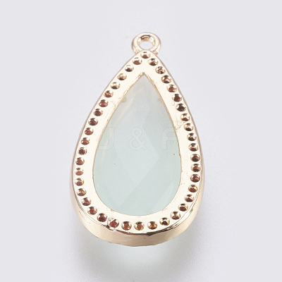 Brass Glass Pendants KK-O105-01KCG-E-1