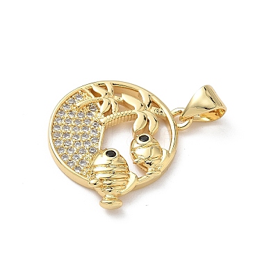 Brass Micro Pave Cubic Zirconia Pendants KK-S337-08G-B-1