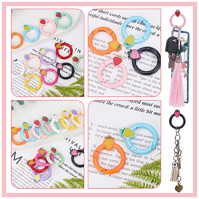 12Pcs 12 Colors Spray Painted Alloy Spring Gate Rings FIND-WR0010-44-1