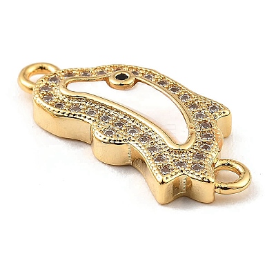 Rack Plating Brass Micro Pave Clear Cubic Zirconia Connector Charms KK-K342-23G-1