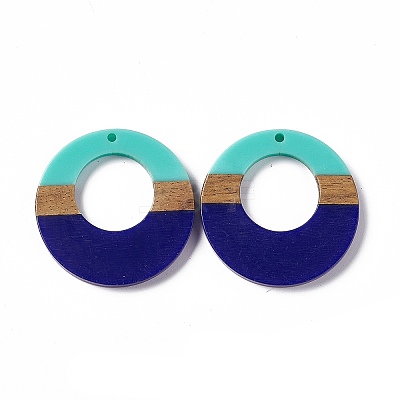 Opaque Resin & Walnut Wood Pendants RESI-M027-03C-1