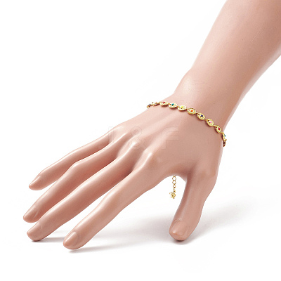 Colorful Enamel Flower Link Chain Bracelet BJEW-JB09940-1