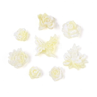 Luminous Flower Resin Cabochons CRES-T025-10E-1