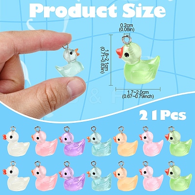 21Pcs 7 Styles Luminous Transparent Resin Pendants RESI-YW0001-82-1