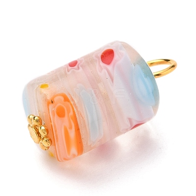 Column Handmade Millefiori Glass Lampwork Charms X-PALLOY-JF00552-1