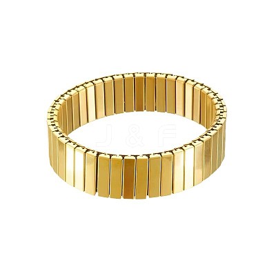 304 Stainless Steel Elastic Rectangle Link Bangles for Unisex WG35402-01-1