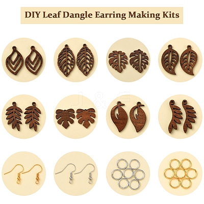 DIY Leaf Dangle Earring Making Kits DIY-FS0008-63A-1
