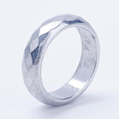 Electroplate Non-Magnetic Synthetic Hematite Rings RJEW-F068-16mm-1