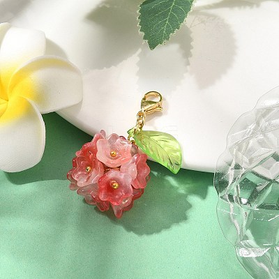 Flower Glass Pendant Decoration HJEW-TA00286-02-1