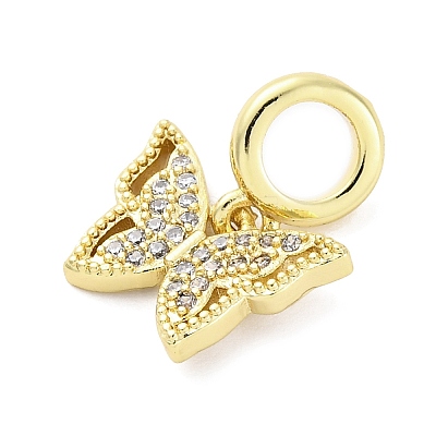 Brass Micro Pave Cubic Zirconia European Dangle Charms KK-D325-21G-03-1