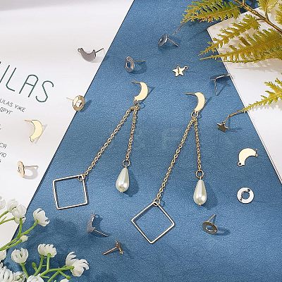 304 Stainless Steel Stud Earring Findings STAS-UN0020-27-1