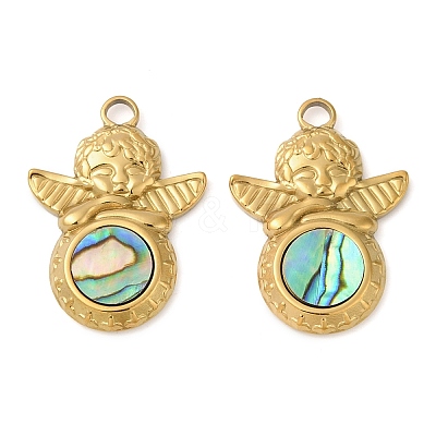 304 Stainless Steel Natural Paua Shell Pendants STAS-L288-01G-01-1