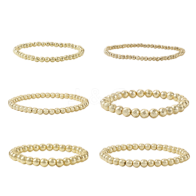 6Pcs 6 Style Synthetic Hematite Round Beaded Stretch Bracelets Set BJEW-SW0001-01-1