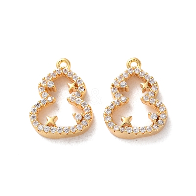 Brass Micro Pave Clear Cubic Zirconia Pendants KK-L221-003G-1
