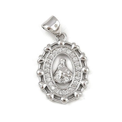 Brass Micro Pave Cubic Zirconia Pendants KK-P323-11C-P02-1