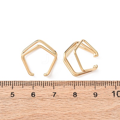 304 Stainless Steel Triple Pentagon Cuff Earrings EJEW-K268-88G-1