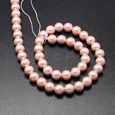 Shell Pearl Beads Strands X-BSHE-E008-8mm-13-1