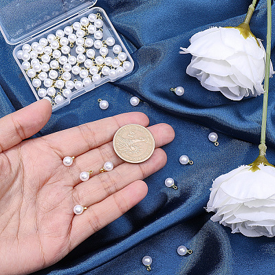 100Pcs ABS Plastic Imitation Pearl Pendants SACR-BM0001-01-1