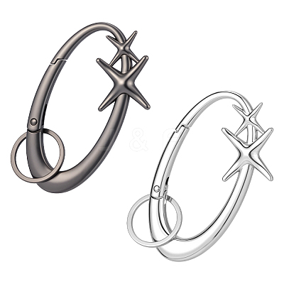 2Pcs 2 Colors Alloy Spring Gate Rings FIND-ME0003-44A-1