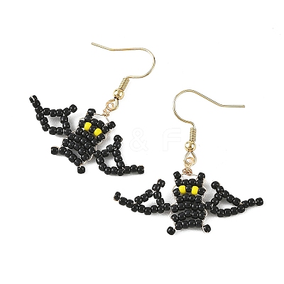 Halloween Glass Seed Bead Dangle Earrings EJEW-MZ00769-03-1