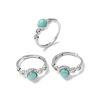 Natural Amazonite Finger Rings RJEW-A084-04P-08-1